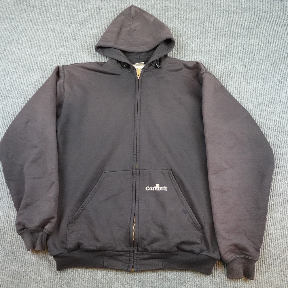 Vintage Carhartt Hoodie Mens Large Thermal Lined Full Zip Workwear Sweatshirt